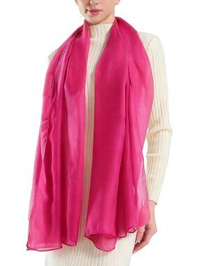 Women's Bright Pink Cover Hijab Cotton Voile Wrap for Spring Fall Scarf Shawl